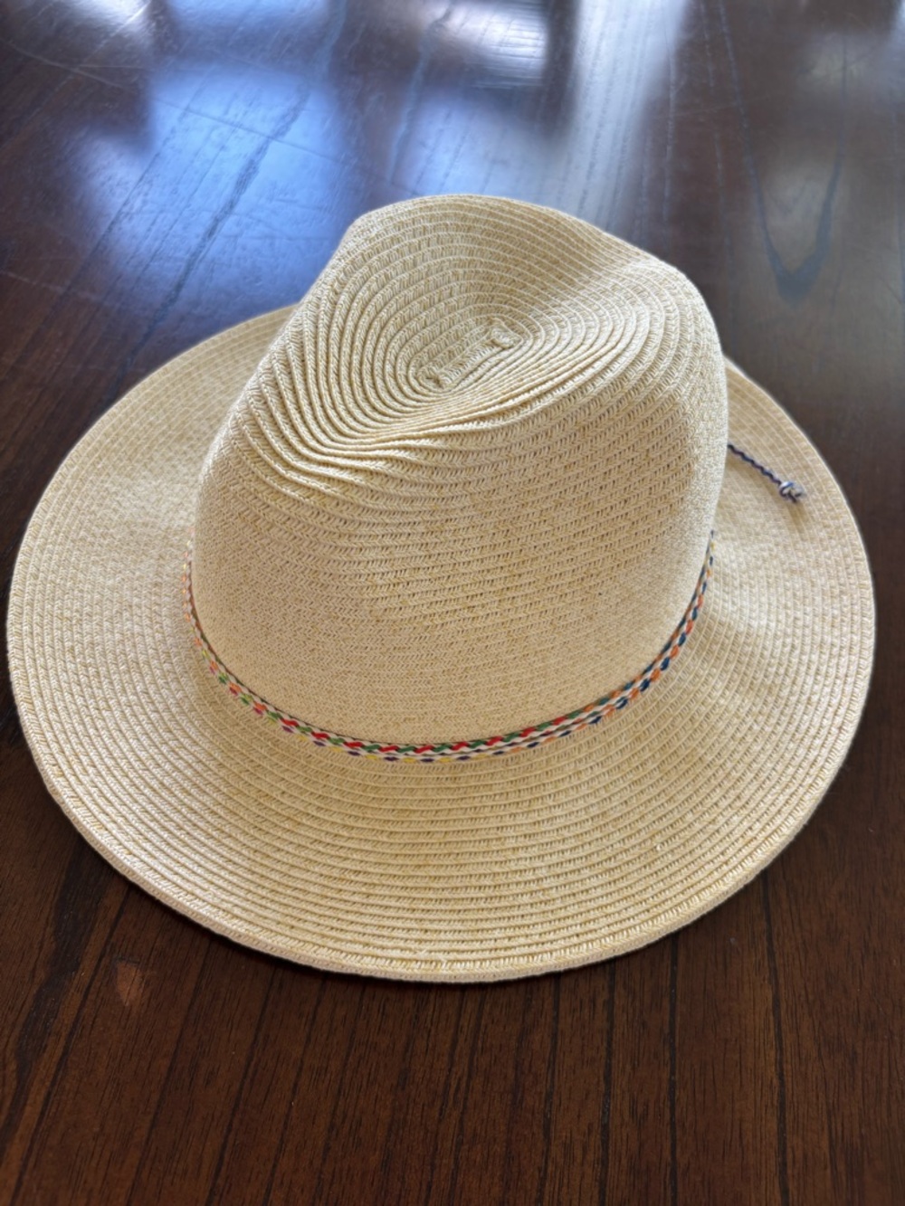 Panama Jack Natural Straw (Light) Wide Brim Hat with Multicolor Braid